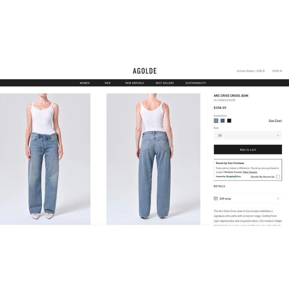 Agolde Arc Criss Cross Distressed Holes Jeans Denim Size 28 Wide Loose Baggy - Picture 14 of 14